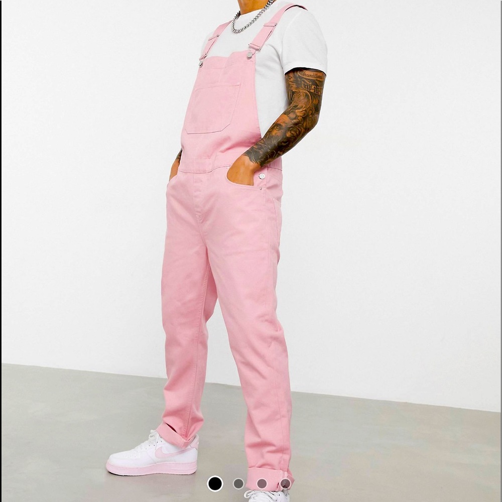 ASOS DESIGN pink denim overalls